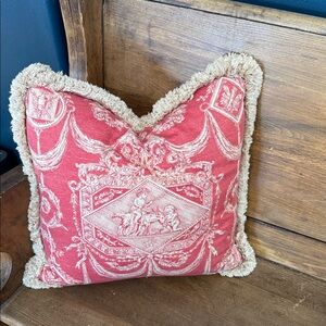 Decorative Raspberry Red Throw Pillow with Fringe